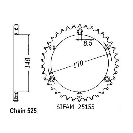 Corona Dr 800 S 1994-1996 - 525 - 41 Denti - Simile a JTR1821