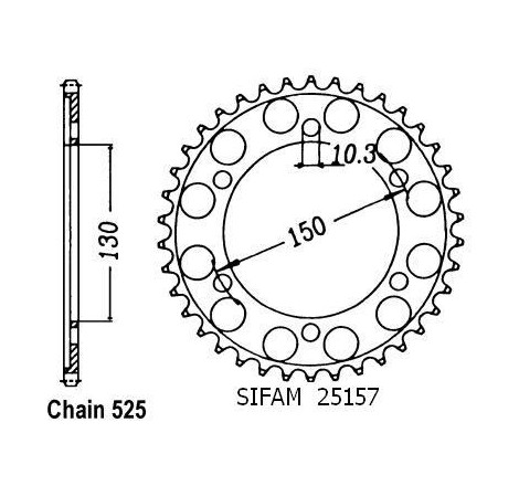 Corona 850 Trx 1996-1998 - 525 - 39 Denti - Simile a JTR300