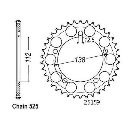 Corona Cbr 600 F 1997-1998 - 525 - 43 Denti - Simile a JTR1304