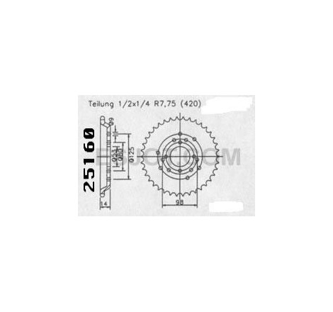 Corona Derbi Senda/Fenix 1996 - 420 - 44 Denti - Simile a JTR2035