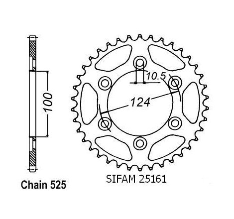 Corona Ducati 996 St4 - 525 - 38 Denti - Simile a JTR745