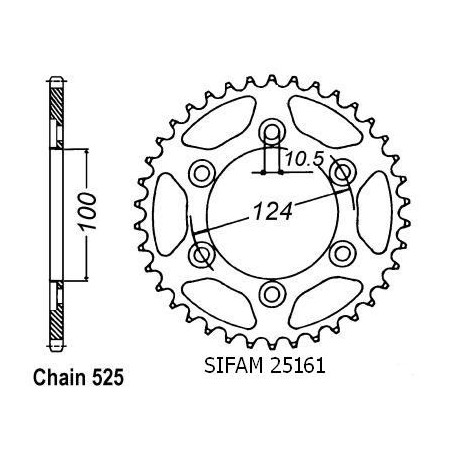 Corona Ducati 996 St4 - 525 - 38 Denti - Simile a JTR745