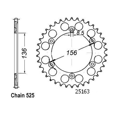 Corona Dr 650 Se 1996-2000 - 525 - 41 Denti - Simile a JTR1791