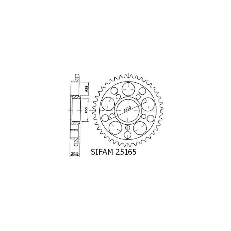 Corona Ducati Hypermotard 5 Fori SENZA Porta Mozzo - 525 - 45 Denti - Simile a JTR752