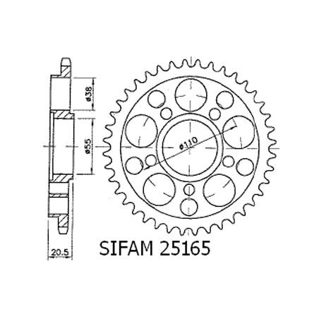 Corona Ducati Hypermotard 5 Fori SENZA Porta Mozzo - 525 - 45 Denti - Simile a JTR752