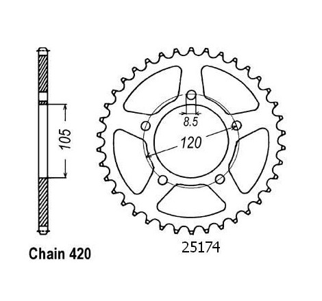 Corona Aprilia 50 Rx 1999 - 5 Fori - 420 - 51 Denti - Simile a JTR2056