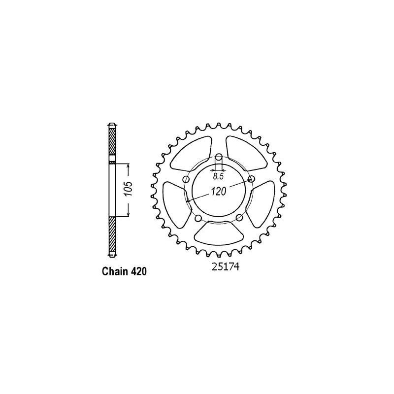 Corona Aprilia 50 Rx 1999 - 5 Fori - 420 - 51 Denti - Simile a JTR2056