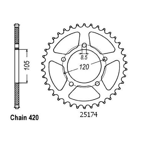 Corona Aprilia 50 Rx 1999 - 5 Fori - 420 - 51 Denti - Simile a JTR2056