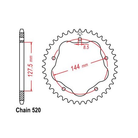 Corona Ducati 800 S2R SENZA PORTA MOZZO - 520 - 42 Denti - Simile a JTR751