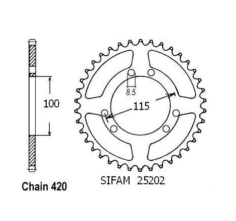 Corona Gilera 50 Gsm 1999 - 420 - 44 Denti - Simile a JTR2076