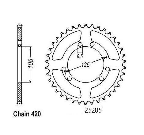 Corona Derbi Senda 50 2000 - 5 Fori - 420 - 50 Denti - Simile a JTR1131