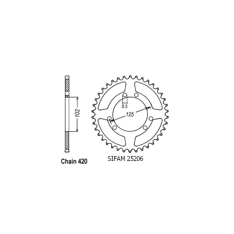 Corona Bultaco Lobito 50 - 420 - 50 Denti - Simile a JTR1132