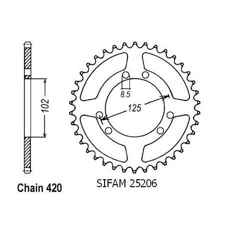 Corona Bultaco Lobito 50 - 420 - 50 Denti - Simile a JTR1132