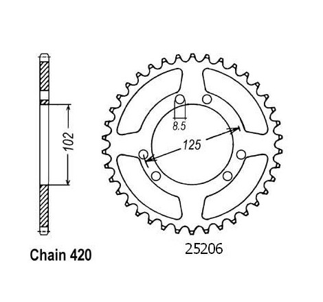 Corona Bultaco Lobito 50 - 420 - 53 Denti - Simile a JTR1132