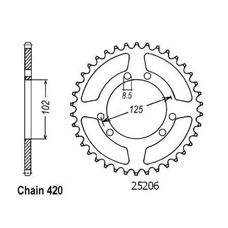 Corona Bultaco Lobito 50 - 420 - 53 Denti - Simile a JTR1132