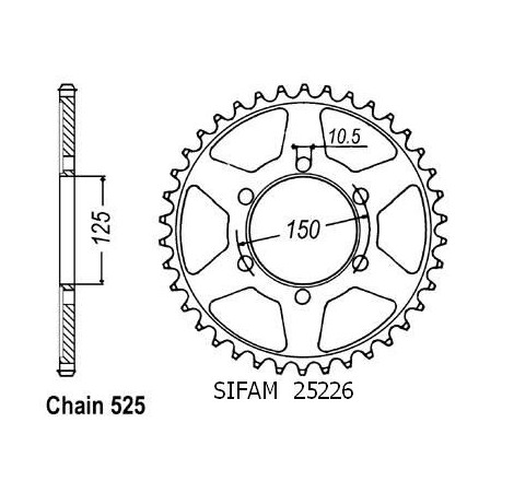 Corona Cour Ktm 950 Super Enduro 2006 - 525 - 45 Denti - Simile a JTR899