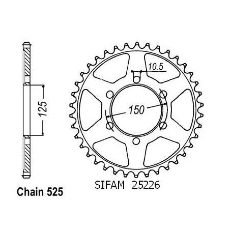 Corona Cour Ktm 950 Super Enduro 2006 - 525 - 45 Denti - Simile a JTR899