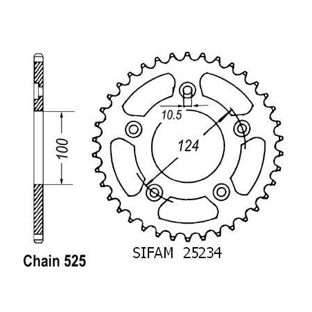 Corona Ducati 749 R/S 2003 - 525 - 39 Denti - Simile a JTR744