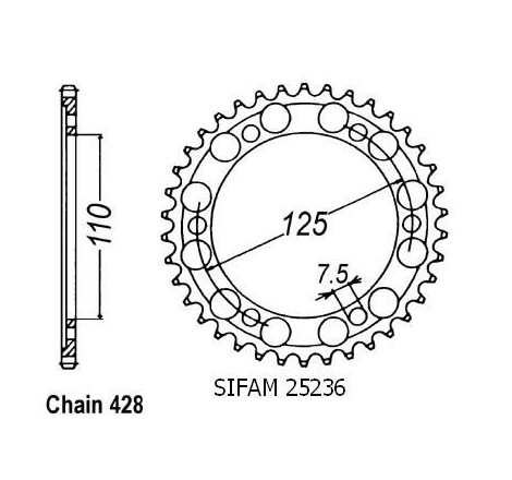 Corona Gilera 125 Cougar - 428 - 46 Denti - Simile a JTR485