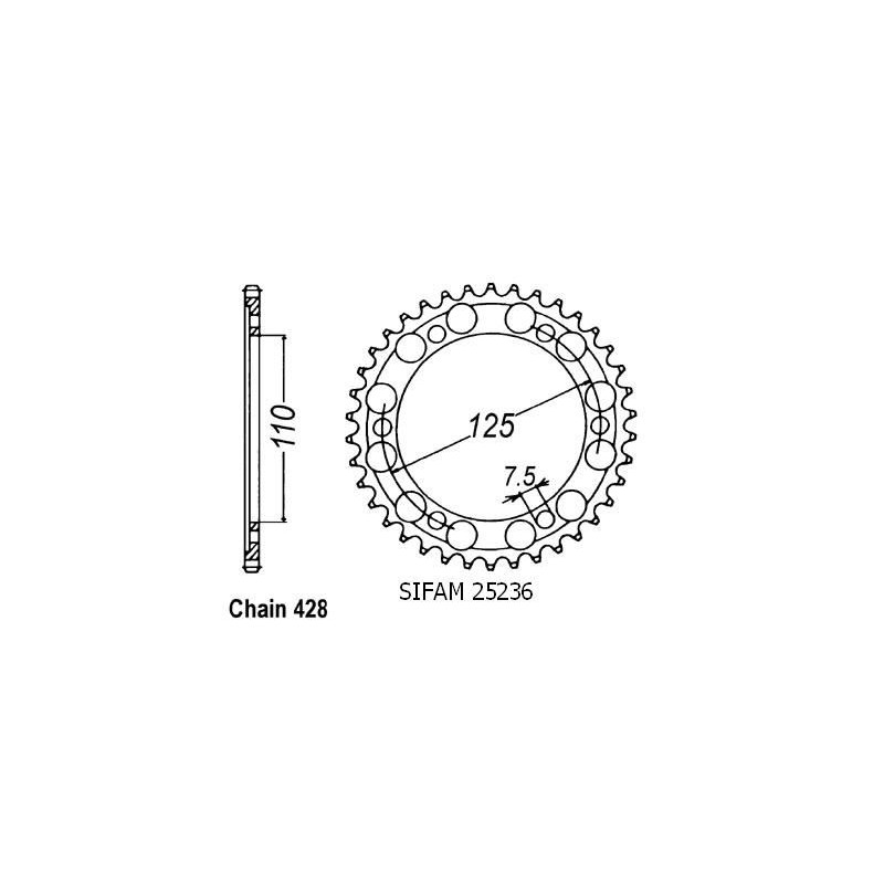 Corona Gilera 125 Cougar - 428 - 46 Denti - Simile a JTR485