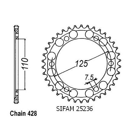 Corona Gilera 125 Cougar - 428 - 46 Denti - Simile a JTR485