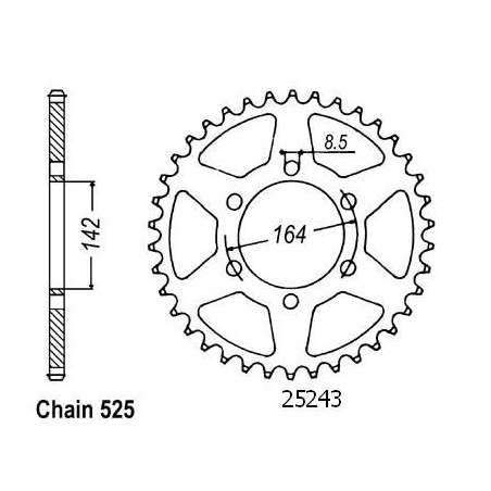 Corona Gt 650 Comet 2004 - 525 - 44 Denti - Simile a JTR1704