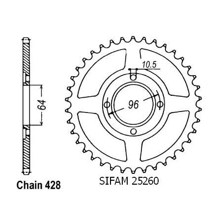 Corona Cg 125 E 2004 - 428 - 45 Denti - Simile a JTR218