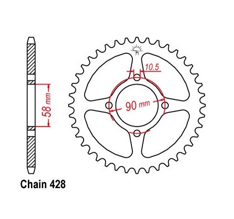 Corona Honda CBR 125 R 2011/2016 - 428 - 42 Denti - Simile a JTR1221