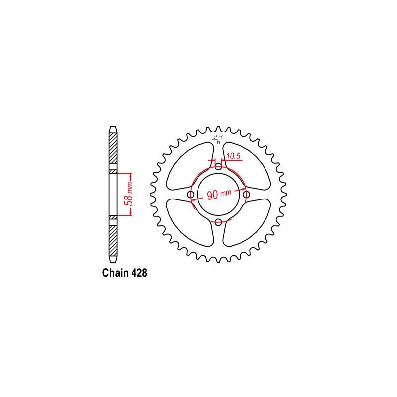 Corona Honda CBR 125 R 2011/2016 - 428 - 42 Denti - Simile a JTR1221